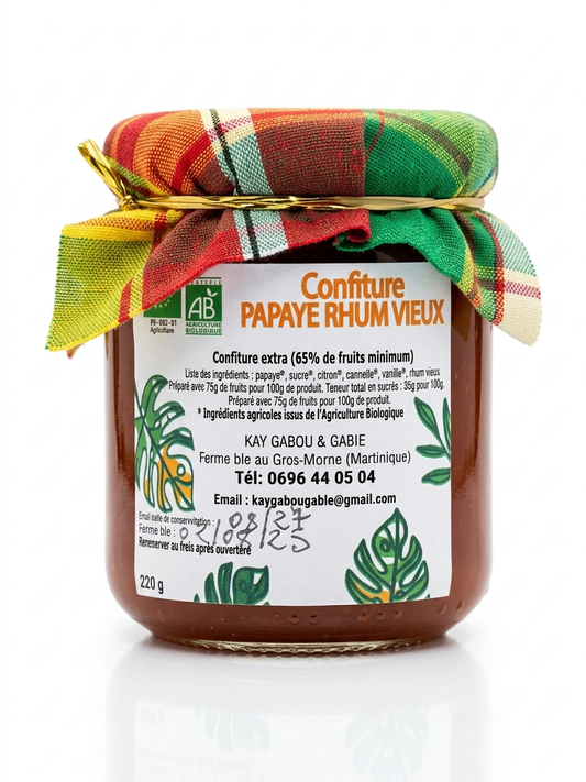 CONFITURE  PAPAYE RHUM VIEUX BIO